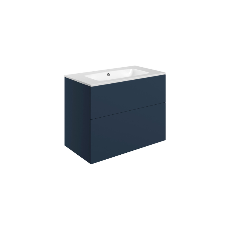 valente 815mm wall hung 2 drawer basin unit basin matt deep blue, Alessio, Wall Hung Vanity Unit, 3