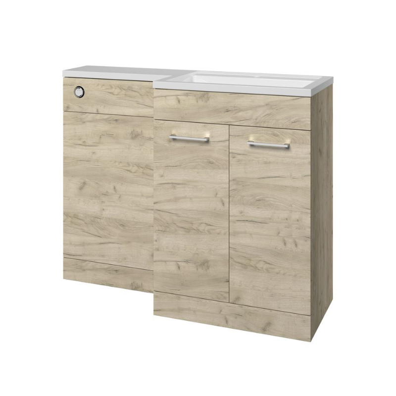 Valeria 1100mm Combination Toilet Basin Unit - RH Oak - Chrome Handles