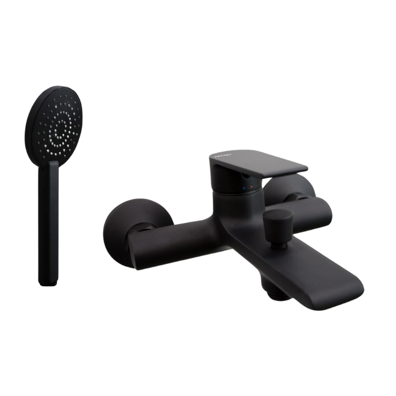 Vema Timea Matt Black Wall Mounted Bath Shower Mixer