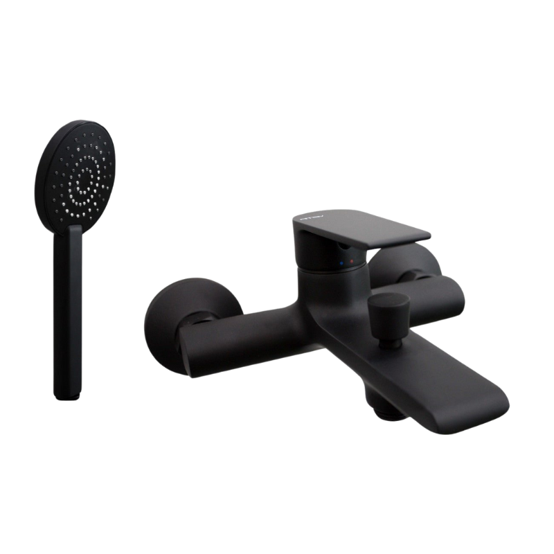 vema timea matt black wall mounted bath shower mixer, Vema, Black Bath Shower Mixer Taps, Bath Taps, Taps, Wall Mounted Bath Taps, 2