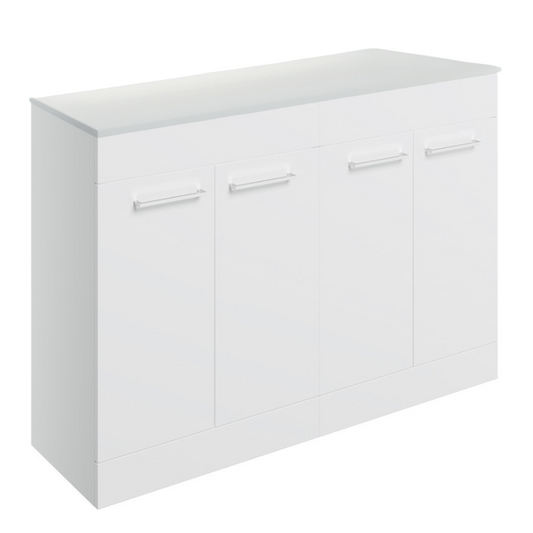 Vito 1200mm Floor Standing Basin Unit & Worktop - White Gloss