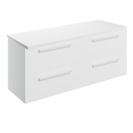 Vito 1200mm Wall Hung Basin Unit & Worktop - White Gloss