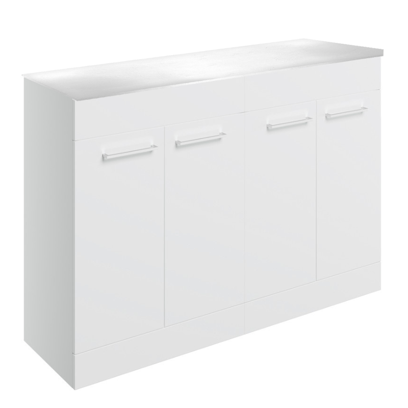 Vito 1200mm Floor Standing Basin Unit & Worktop - White Gloss