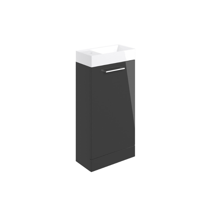 vito 410mm floor standing 1 door basin unit basin anthracite gloss, Alessio, Sink Vanity Unit, Basin Unit, 3