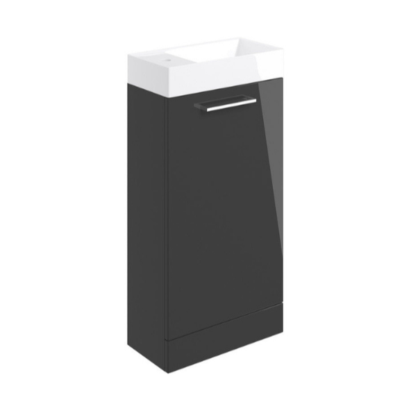 vito 410mm floor standing 1 door basin unit basin anthracite gloss, Alessio, Sink Vanity Unit, Basin Unit, 1