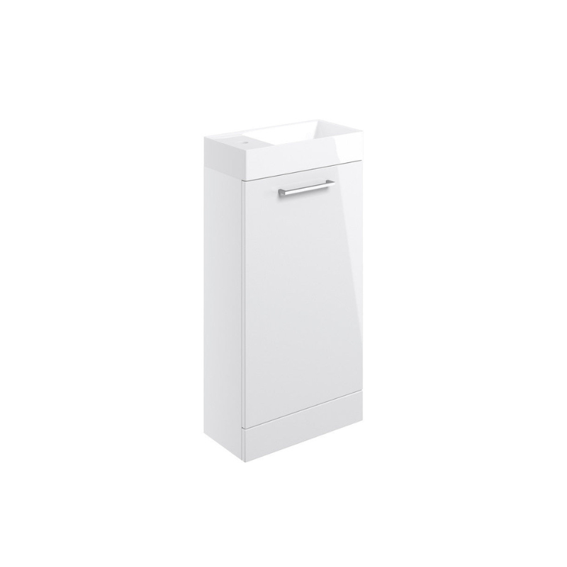 Vito 410mm Floor Standing 1 Door Basin Unit & Basin - White Gloss