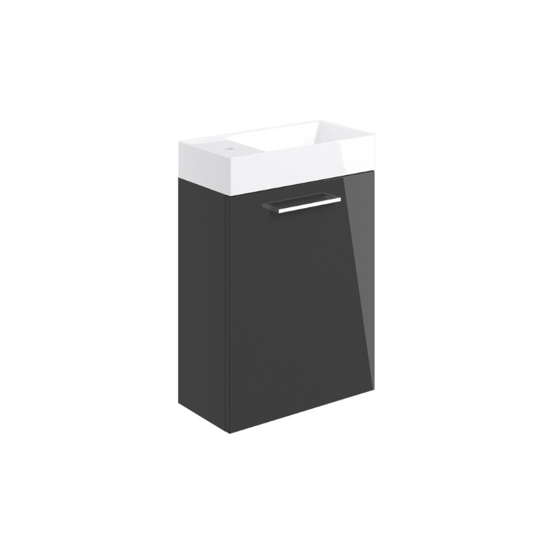 vito 410mm wall hung 1 door basin unit basin anthracite gloss, Alessio, Wall Hung Vanity Unit, 2