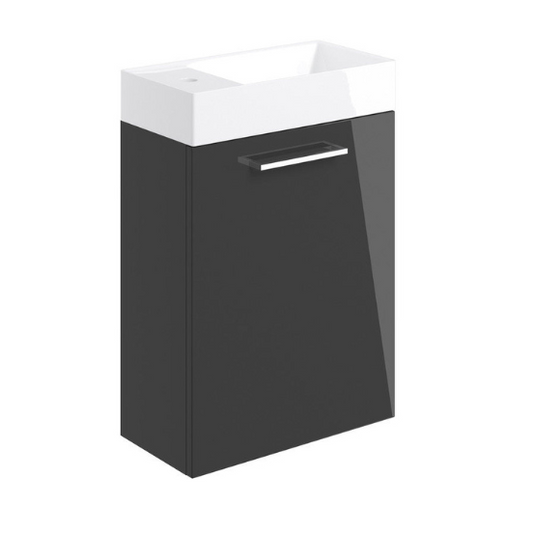 vito 410mm wall hung 1 door basin unit basin anthracite gloss, Alessio, Wall Hung Vanity Unit, 1