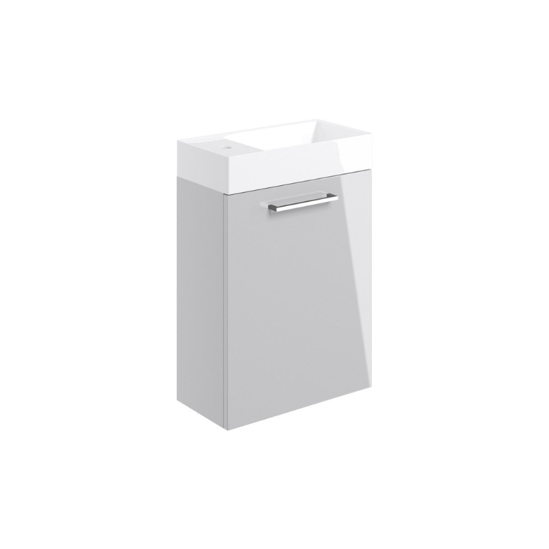 Vito 410mm Wall Hung 1 Door Basin Unit & Basin - Grey Gloss