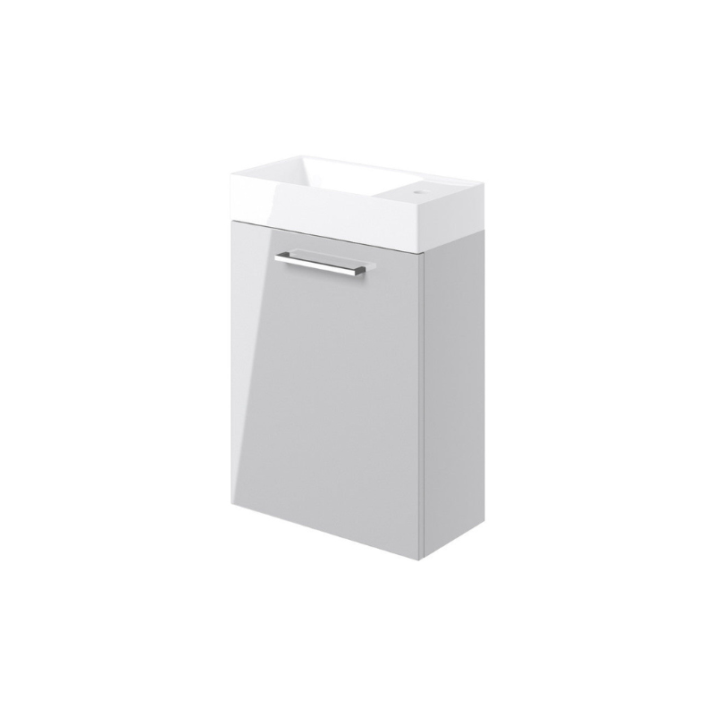 Vito 410mm Wall Hung 1 Door Basin Unit & Basin - Grey Gloss