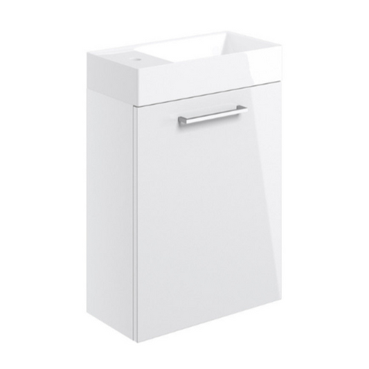 vito 410mm wall hung 1 door basin unit basin white gloss, Alessio, Wall Hung Vanity Unit, 1