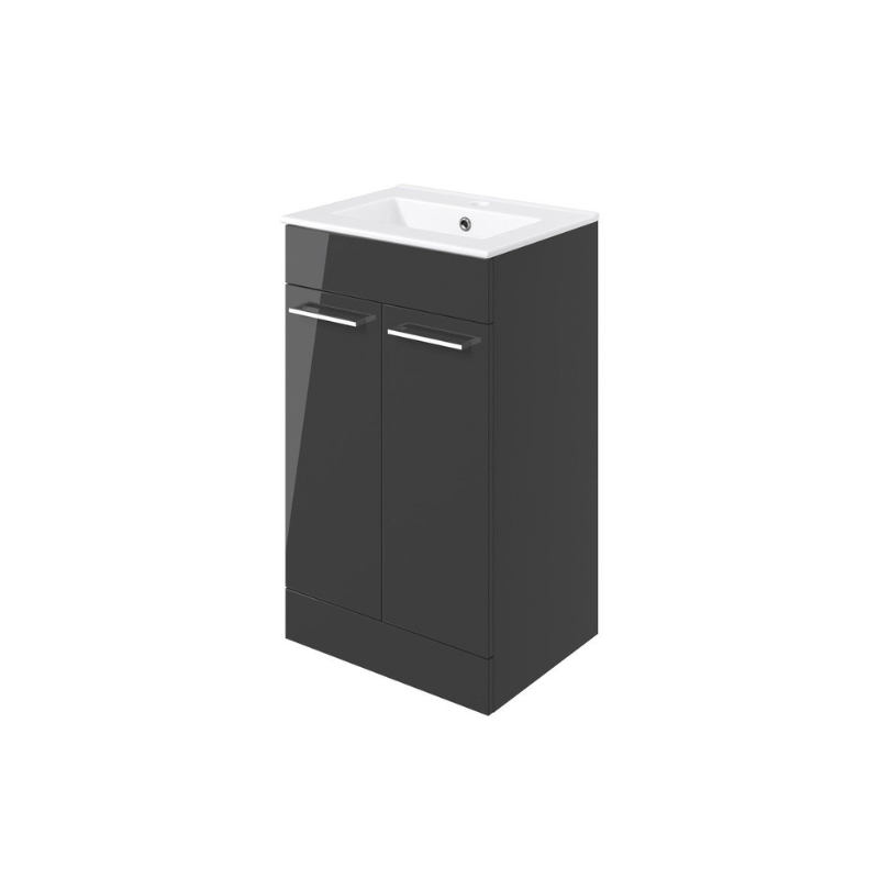 Vito 510mm Floor Standing 2 Door Basin Unit & Basin - Anthracite Gloss