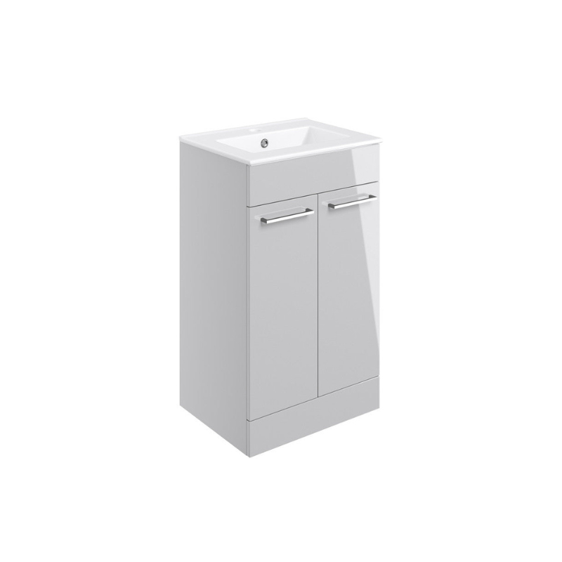 Vito 510mm Floor Standing 2 Door Basin Unit & Basin - Grey Gloss