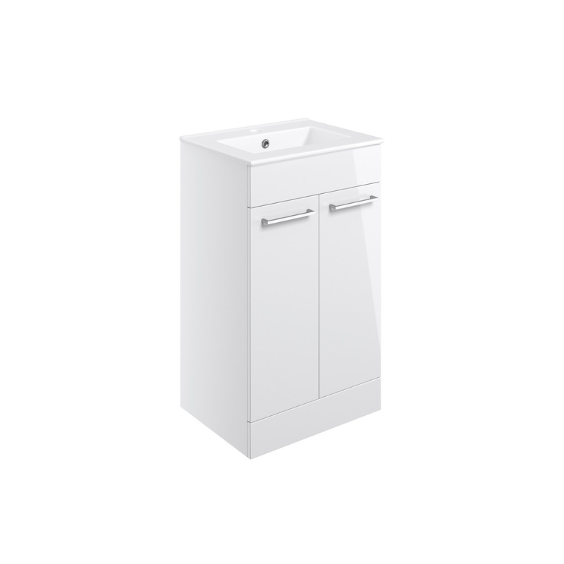 Vito 510mm Floor Standing 2 Door Basin Unit & Basin - White Gloss