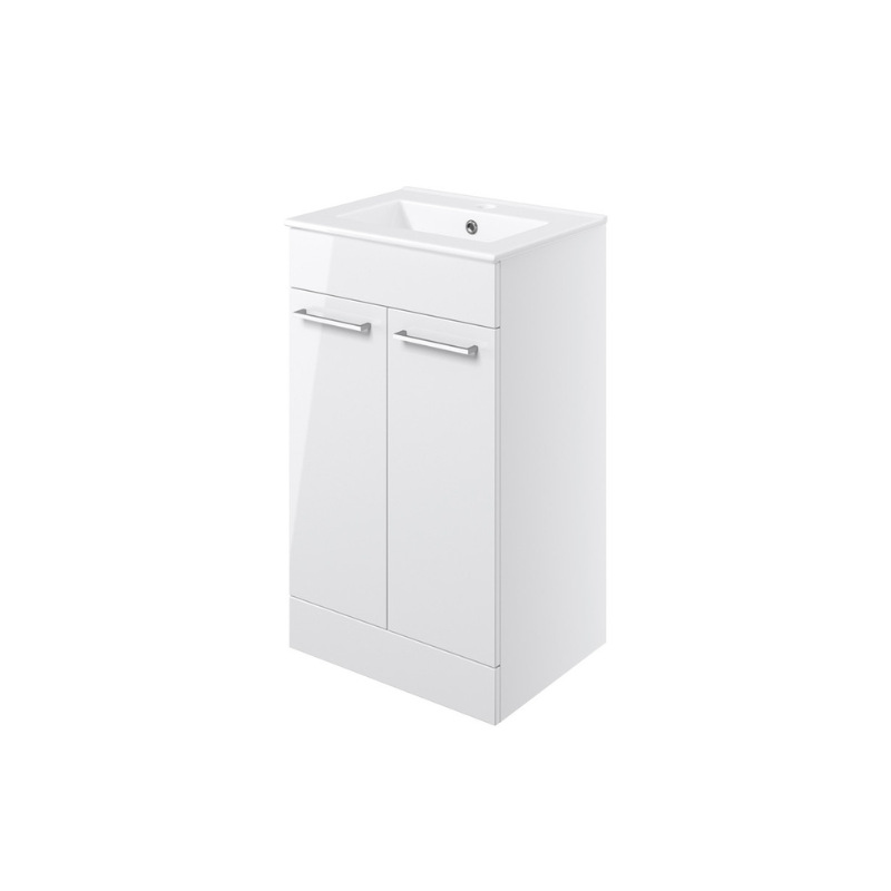 Vito 510mm Floor Standing 2 Door Basin Unit & Basin - White Gloss