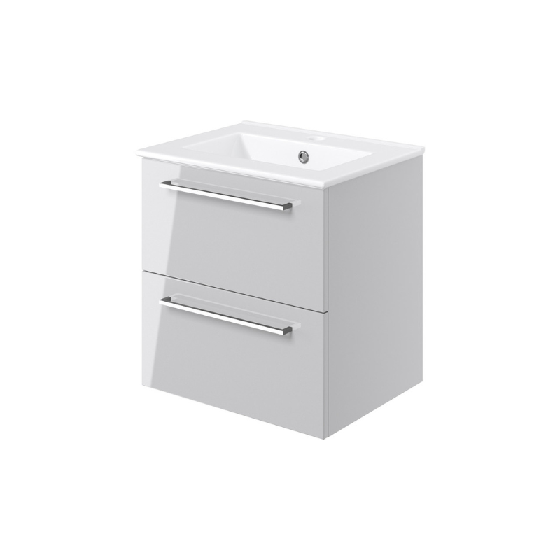 Vito 510mm Wall Hung 2 Drawer Basin Unit & Basin - Grey Gloss