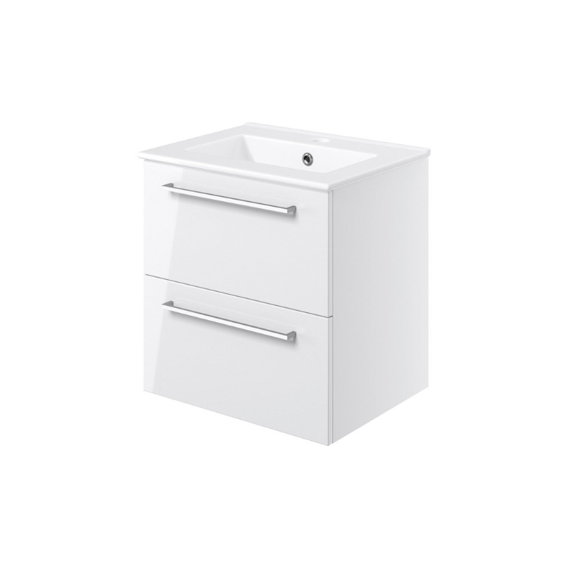 vito 510mm wall hung 2 drawer basin unit basin white gloss, Alessio, Wall Hung Vanity Unit, 3