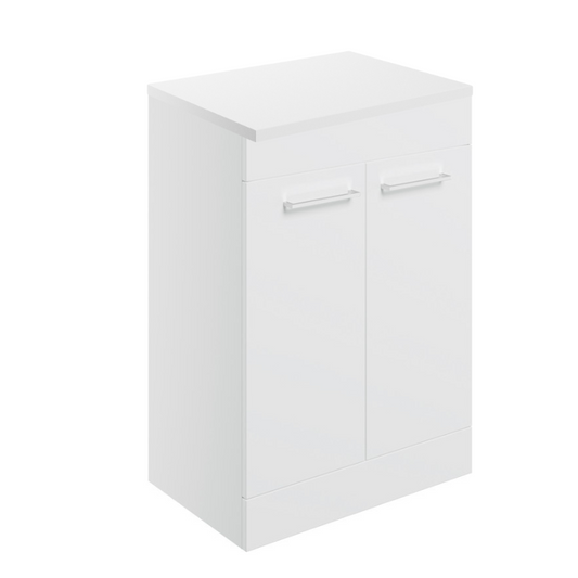 vito 600mm floor standing basin unit worktop white gloss, Alessio, Sink Vanity Unit, Basin Unit, 1