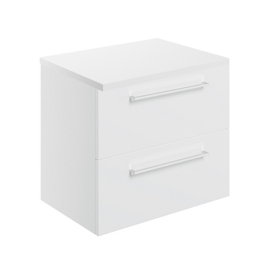 Vito 600mm Wall Hung Basin Unit & Worktop - White Gloss