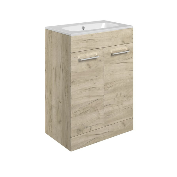 vito 610mm floor standing 2 door basin unit basin oak, Alessio, Sink Vanity Unit, Basin Unit, 2