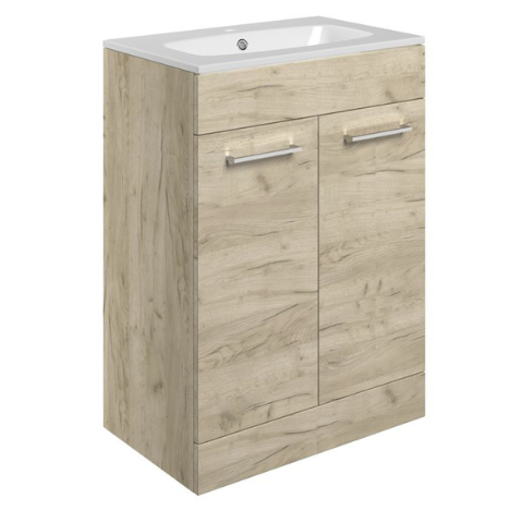 vito 610mm floor standing 2 door basin unit basin oak, Alessio, Sink Vanity Unit, Basin Unit, 1