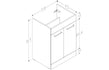 vito 610mm floor standing 2 door basin unit basin grey glo, Alessio, Sink Vanity Unit, Basin Unit, 6