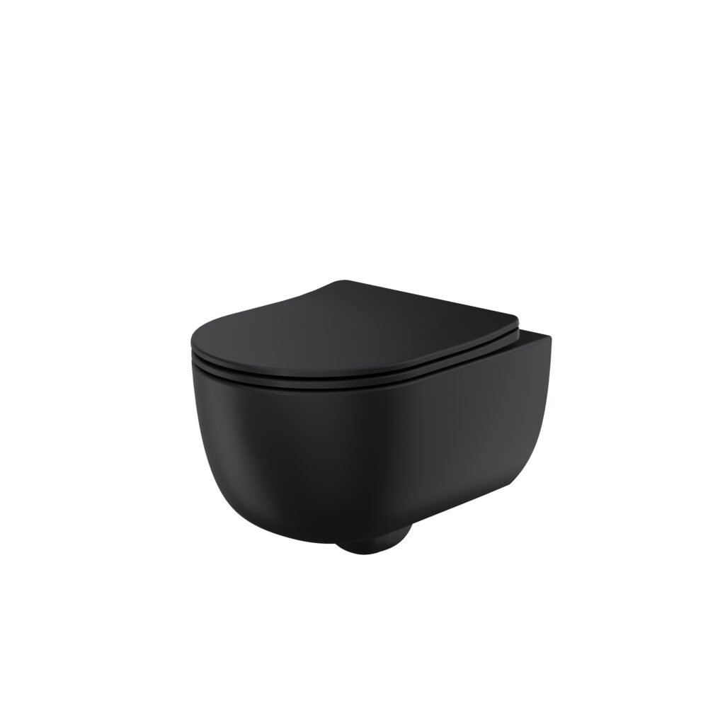 Riviera Round Wall Hung Toilet & Seat Matte Black