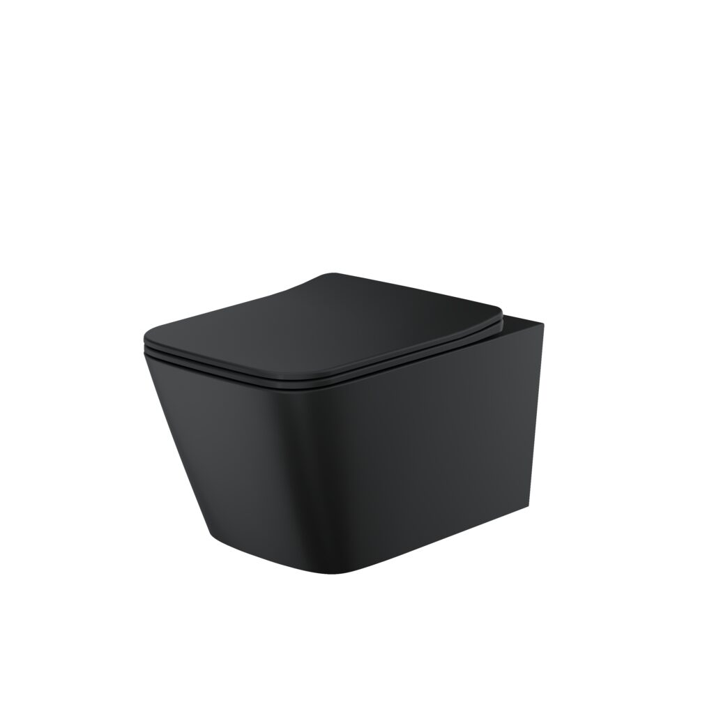 Riviera Square Wall Hung Toilet Matte Black