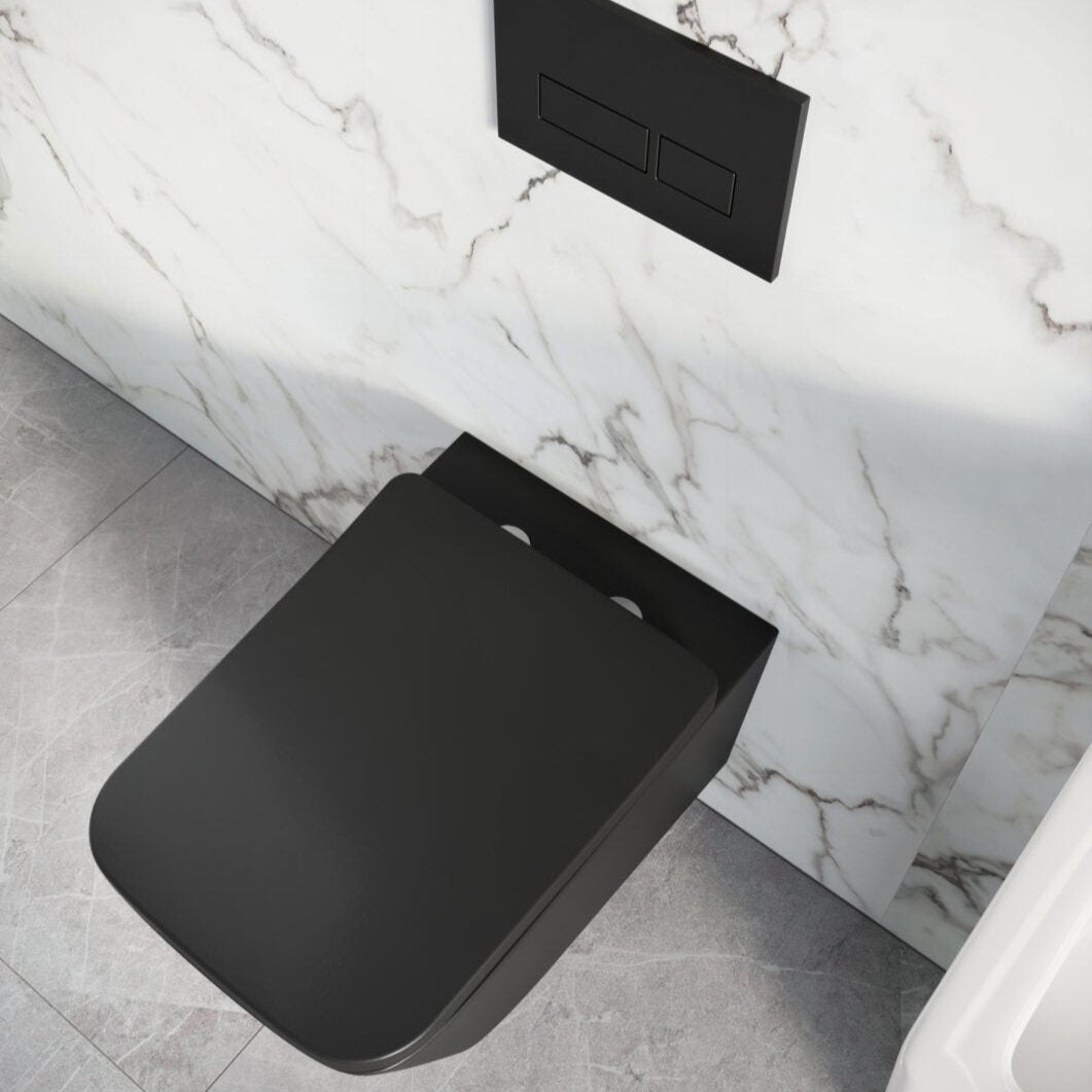 Riviera Square Wall Hung Toilet Matte Black