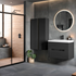 zane 815mm wall hung basin unit white basin matt black, Alessio, Wall Hung Vanity Unit, 1