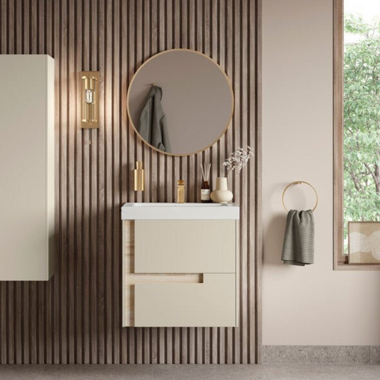 zane 815mm wall hung basin unit white basin matt cotton oak effect finish, Alessio, Wall Hung Vanity Unit, 8