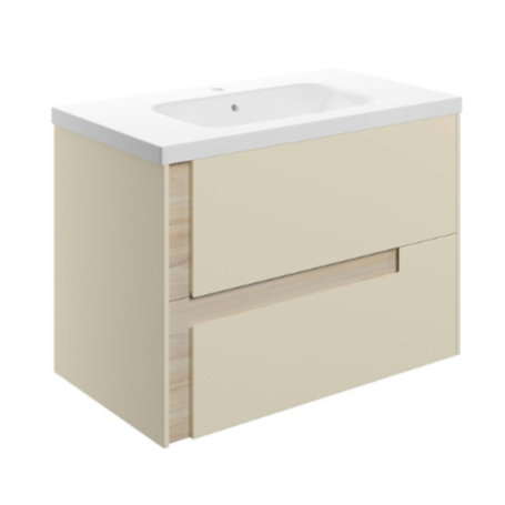 zane 815mm wall hung basin unit white basin matt cotton oak effect finish, Alessio, Wall Hung Vanity Unit, 1