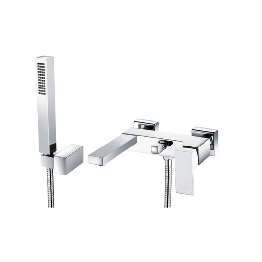 Zara Wall Mounted Chrome Bath Shower Mixer Tap with Shower Kit