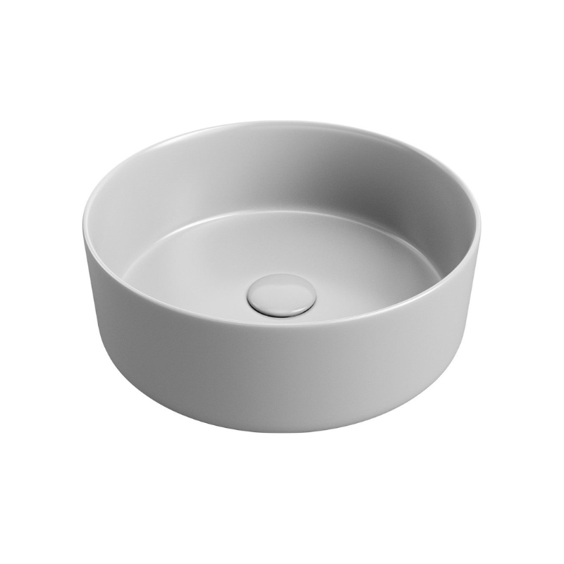 Zeta Light Matt Grey Ceramic Basin & Waste 355mm