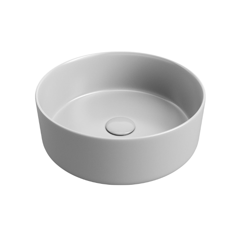 zeta light matt grey ceramic basin waste 355mm, Alessio, Basins, Counter Top Bowl , 1