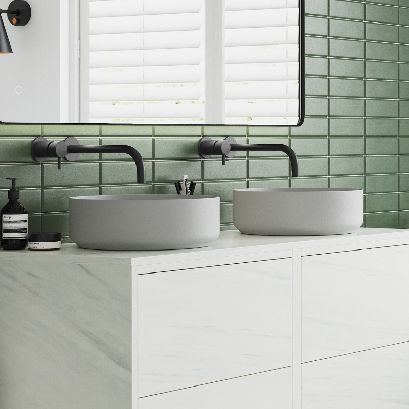 zeta light matt grey ceramic basin waste 355mm, Alessio, Basins, Counter Top Bowl , 2