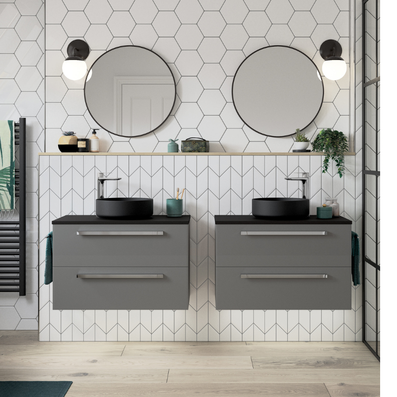 zeta matt black ceramic basin waste 355mm, Alessio, Basins, Counter Top Bowl , 2