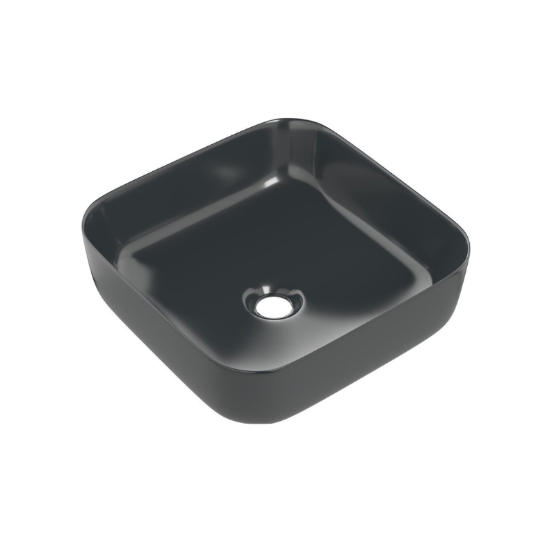 zeta matt black ceramic square washbowl waste 400mm, Alessio, Basins, Counter Top Bowl , 1