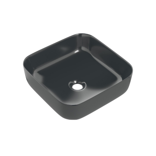 zeta matt black ceramic square washbowl waste 400mm, Alessio, Basins, Counter Top Bowl , 1