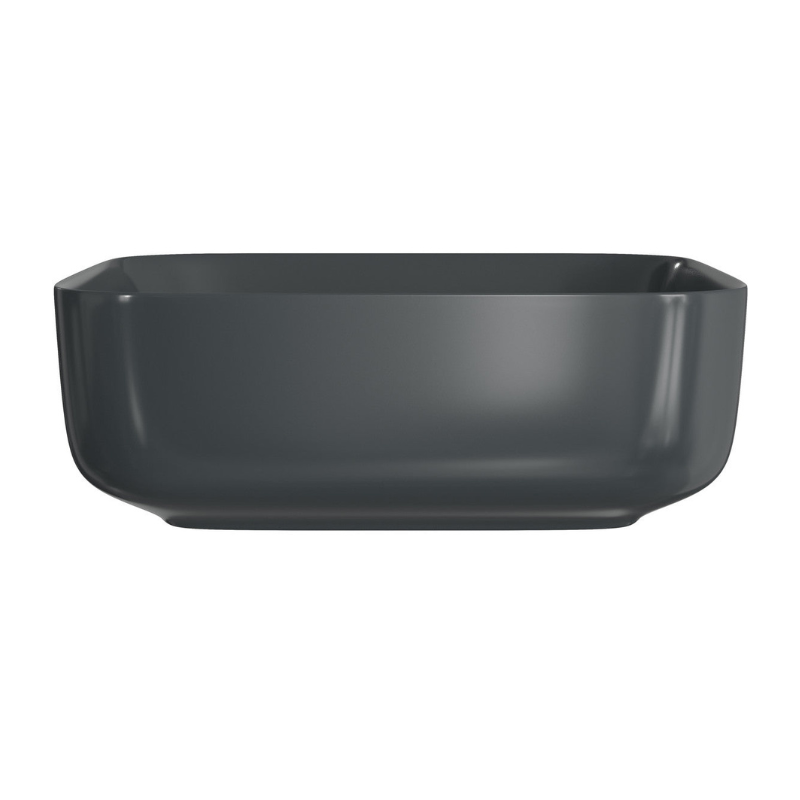 Zeta Matt Black Ceramic Square Washbowl & Waste 400mm