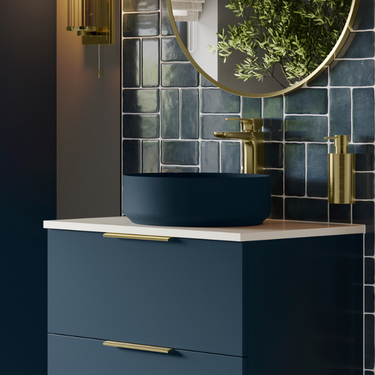 zeta matt deep blue ceramic basin waste 355mm, Alessio, Basins, Counter Top Bowl, 1
