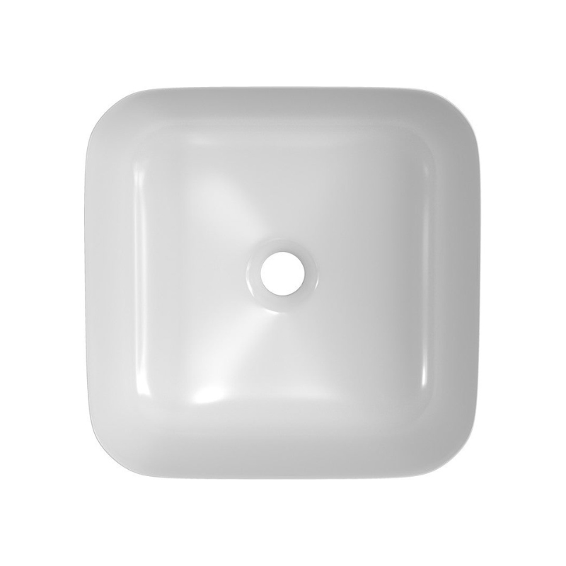 Zeta Matt White Ceramic Square Washbowl & Waste 400mm