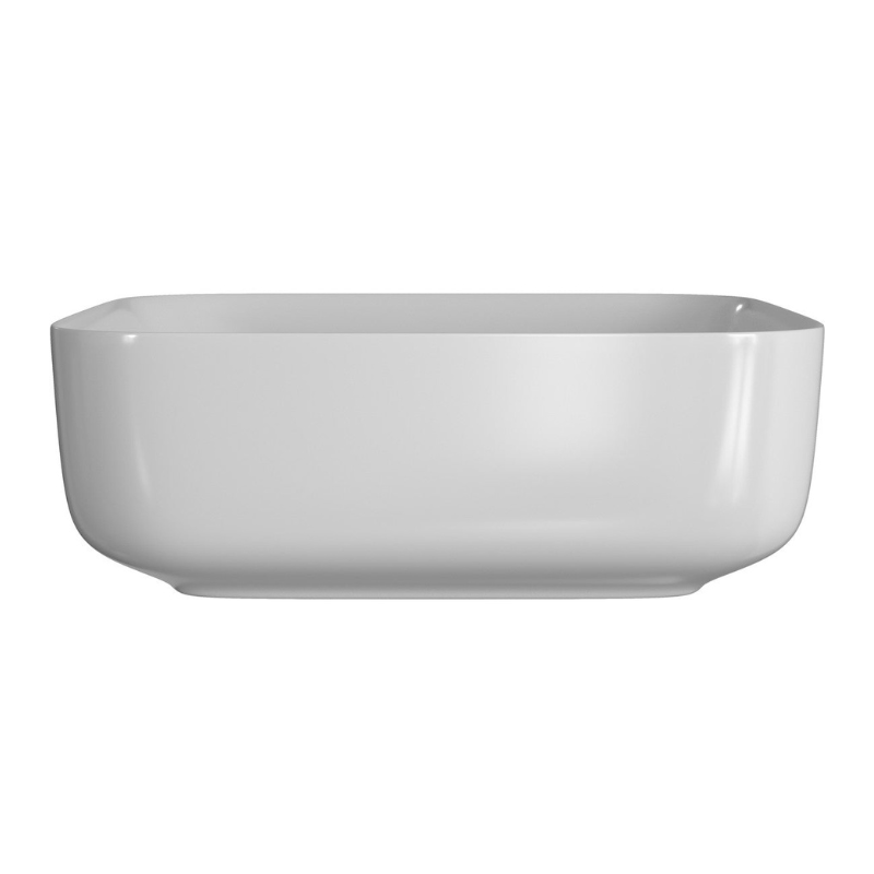 Zeta Matt White Ceramic Square Washbowl & Waste 400mm