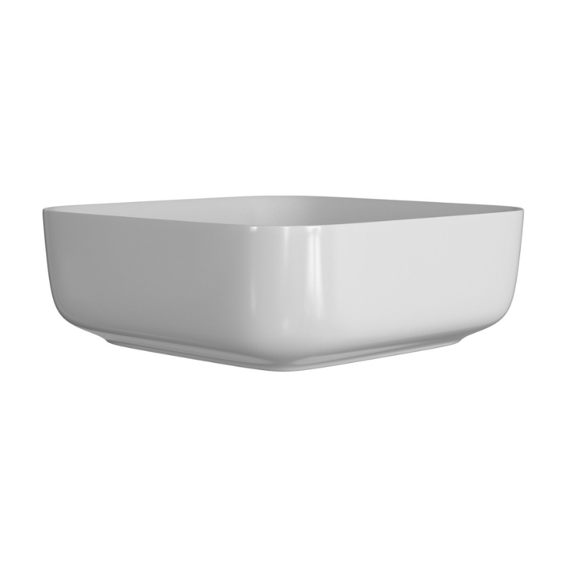 Zeta Matt White Ceramic Square Washbowl & Waste 400mm