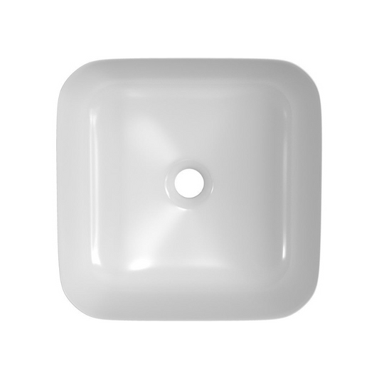 Zeta Matt White Ceramic Square Washbowl & Waste 400mm