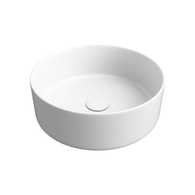 Zeta Matt White Ceramic Washbowl & Waste 355mm