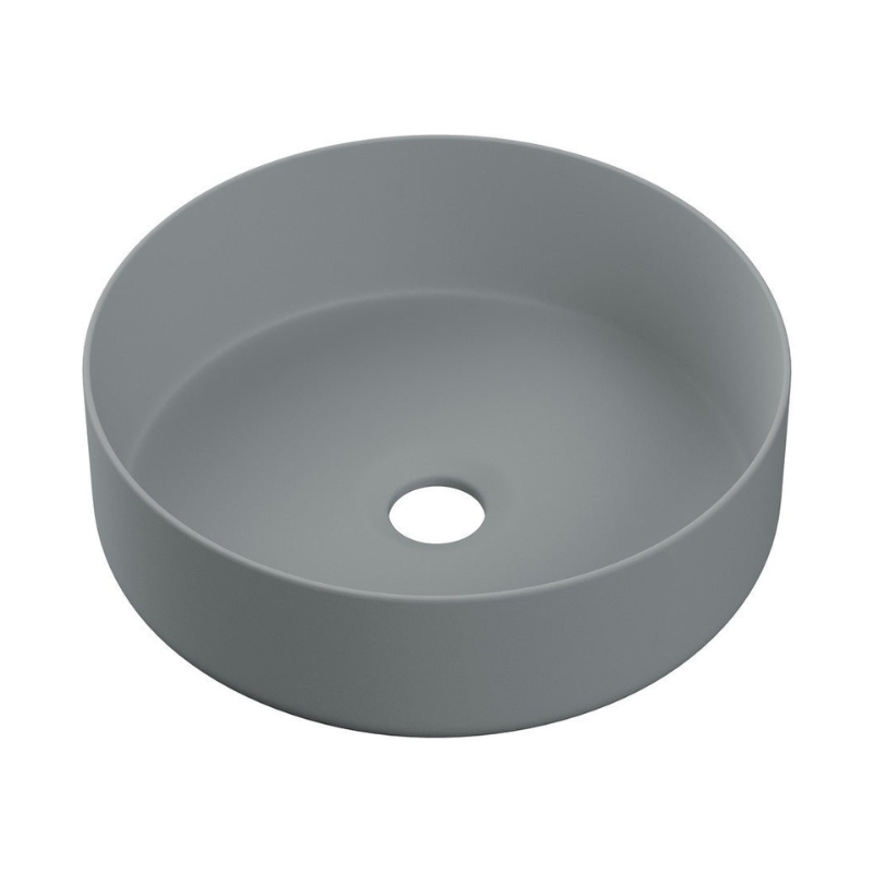 zeta matt grey ceramic basin waste 355mm, Alessio, Basins, Counter Top Bowl, 3