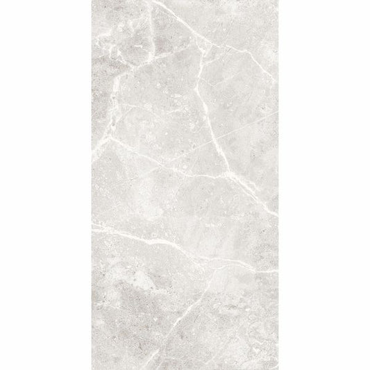 Agora Light Grey Gloss Marble Effect Wall Tile 600x300mm