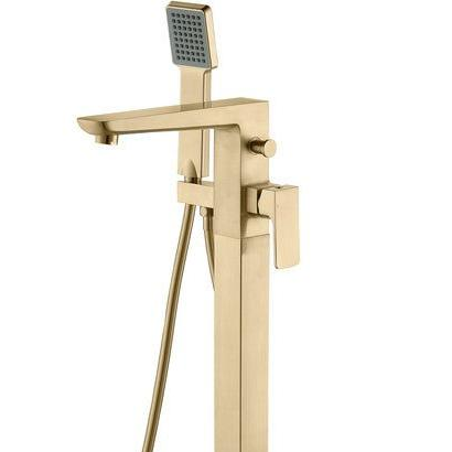 Antonio Brushed Brass Freestanding Bath Mixer Tap with Shower Kit