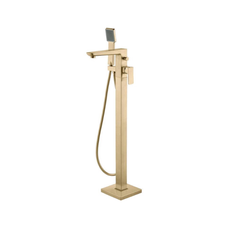 Antonio Brushed Brass Freestanding Bath Mixer Tap with Shower Kit